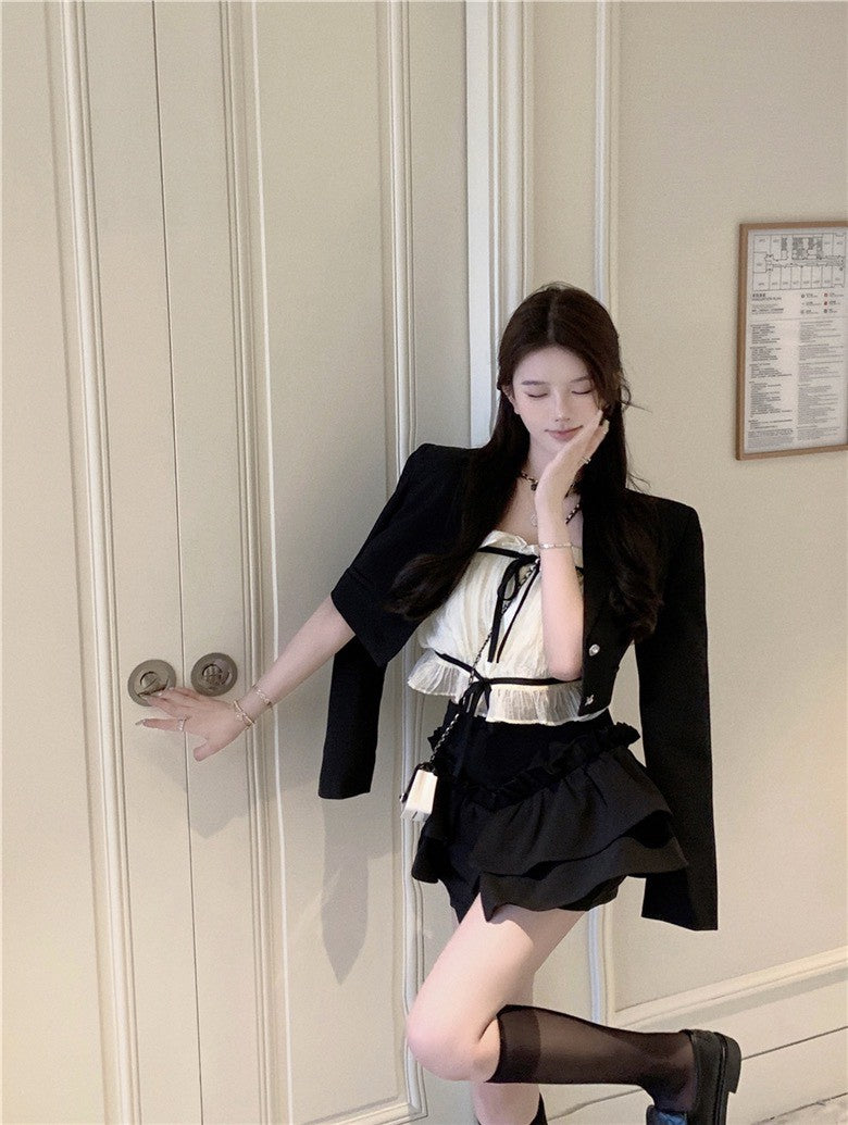 NA+ 甜心職風感短款西服 花苞半身裙