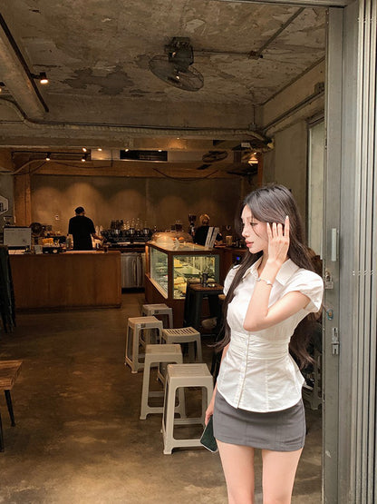 NA+ 氣質韓女打攬收腰設計襯衫