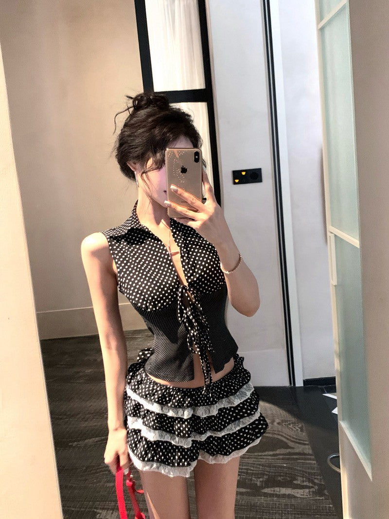 NA+ 西西里千禧辣妹 波點收腰馬甲蛋糕裙套裝