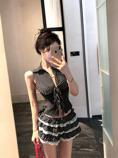 NA+ 西西里千禧辣妹 波點收腰馬甲蛋糕裙套裝