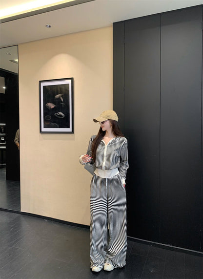 NA+ 運動空調條紋連帽外套/鬆緊休閒褲