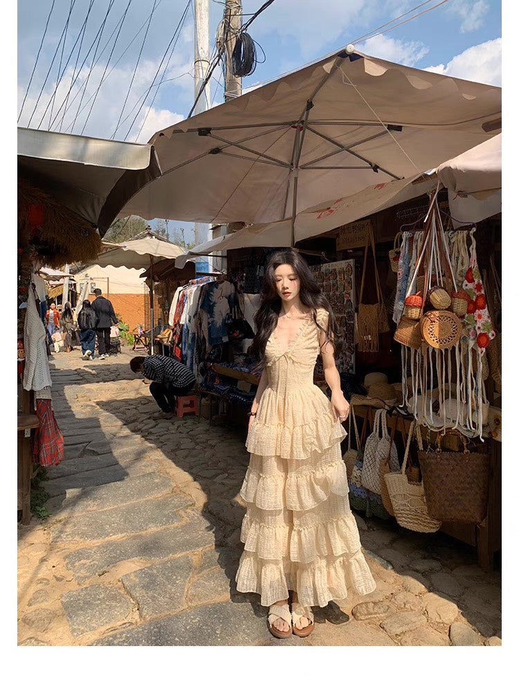 NA+ 度假女神佳麗裙襬收腰蛋糕連長裙