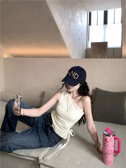 NA+ 蕾絲女神斜肩腰身帶背心