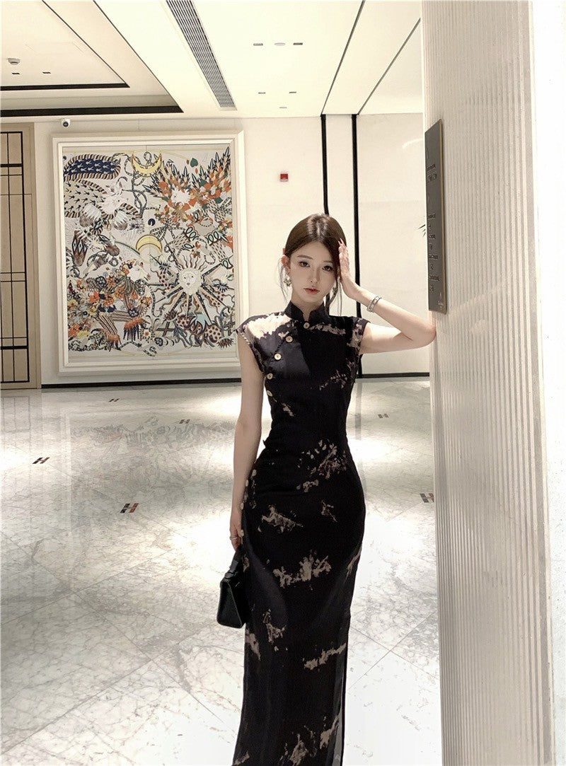 NA+ 芬芳雋永復古旗袍連身裙