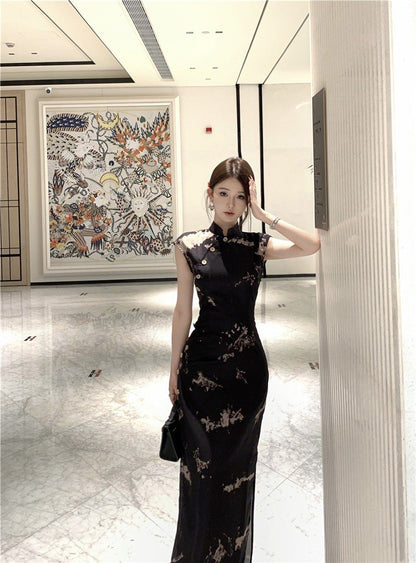 NA+ 芬芳雋永復古旗袍連身裙