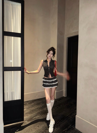 NA+ 西西里千禧辣妹 波點收腰馬甲蛋糕裙套裝