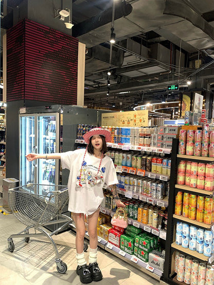 NA+ GD的Kitty圓領休閒貓貓印花T恤 白