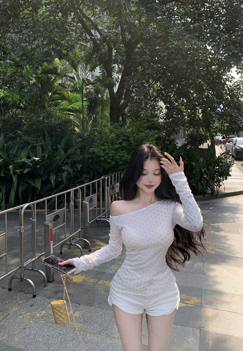 NA+ 愛心波點美感蝴蝶結綁帶上衣