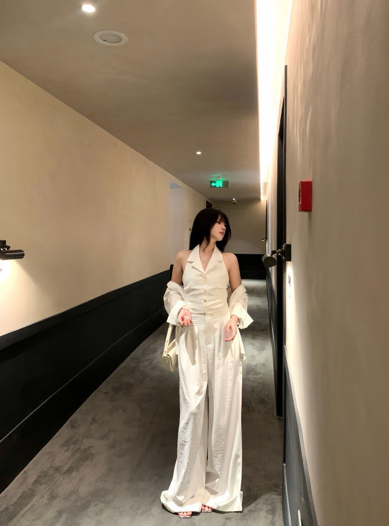 Na+ 時髦老錢 俐落剪裁V領馬甲 高腰直筒褲