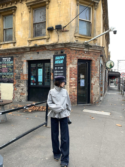 NA+ 英倫留學復古抽繩夾克外套 條紋