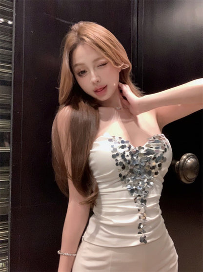 NA+ 月光銀輝亮片抹胸馬甲