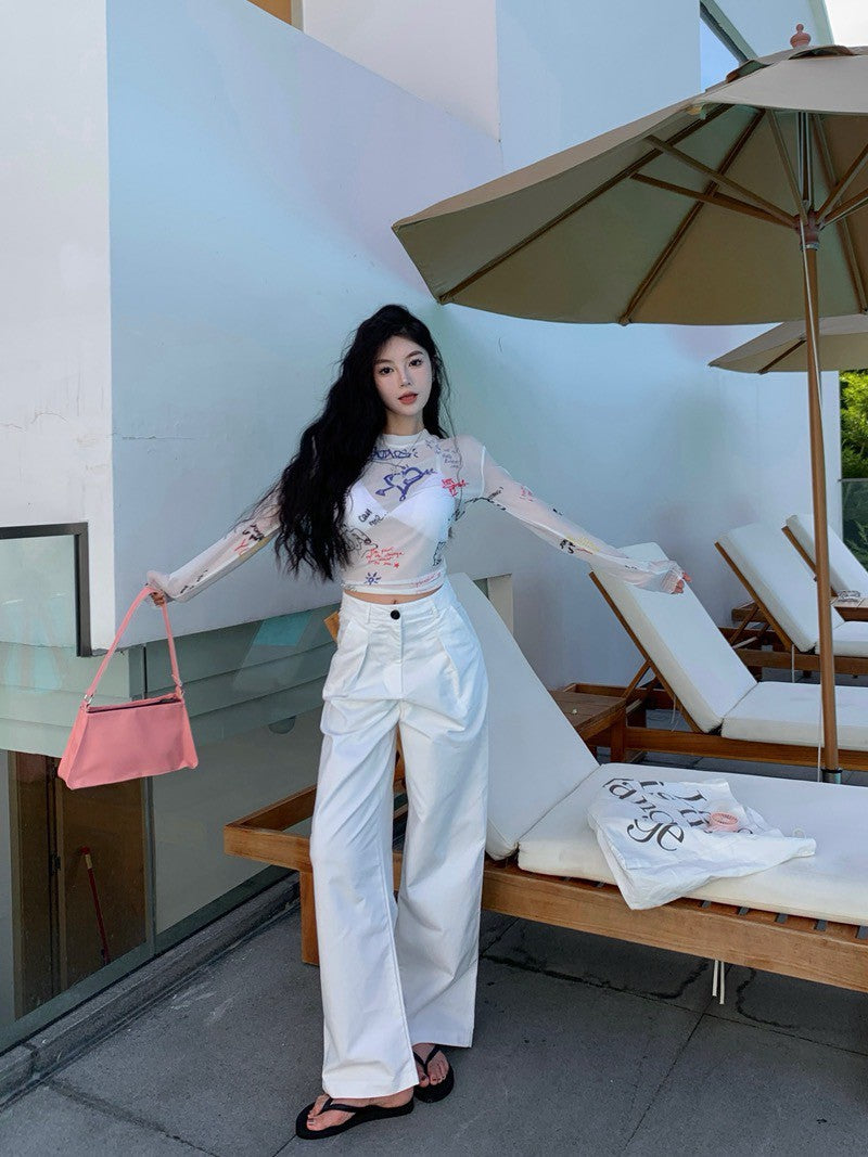 NA+ 炸街QQ手繪塗鴉防曬透視上衣