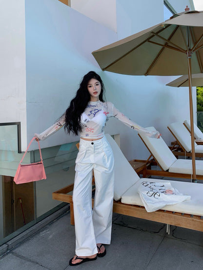 NA+ 炸街QQ手繪塗鴉防曬透視上衣