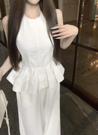 Na+ 夢幻仙女挺褂荷葉衣擺背心 顯瘦休閒褲