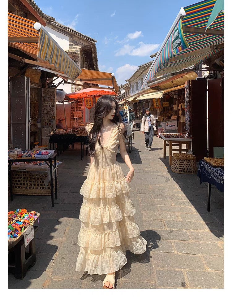 NA+ 度假女神佳麗裙襬收腰蛋糕連長裙