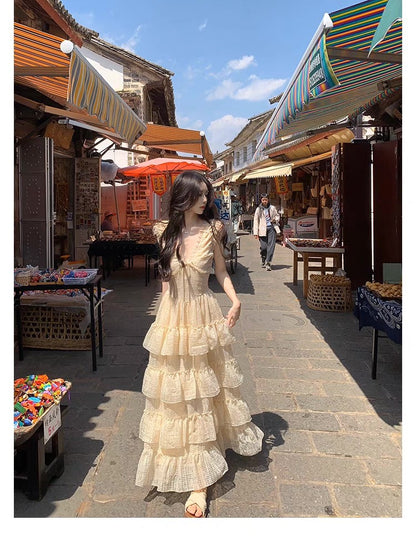 NA+ 度假女神佳麗裙襬收腰蛋糕連長裙