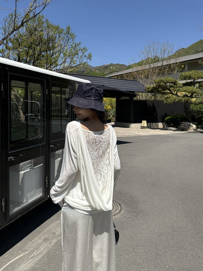 NA+ 大愛兩面穿 性感蕾絲拼面蘯感上衣 白/黑