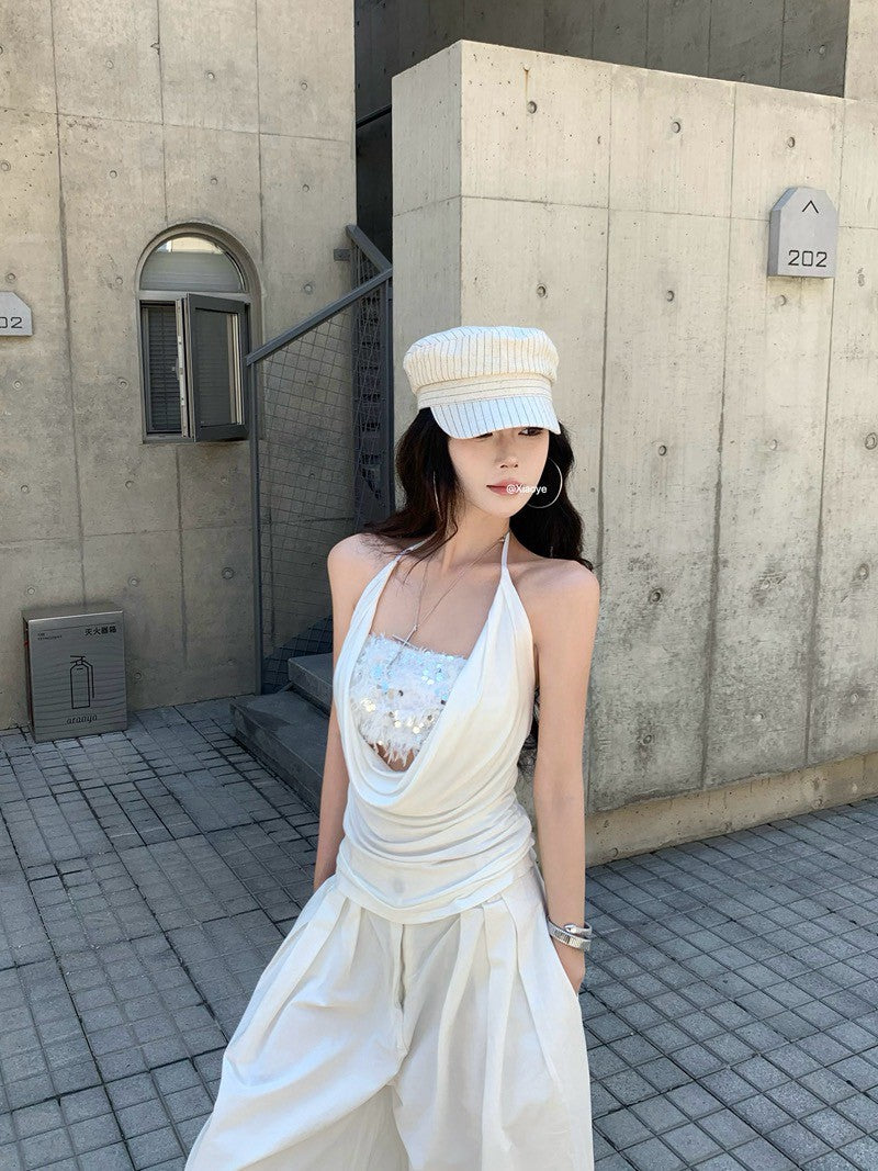 NA+ Swing top極致辣妹抹胸兩件組 白/卡其