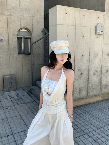 NA+ Swing top極致辣妹抹胸兩件組 白/卡其