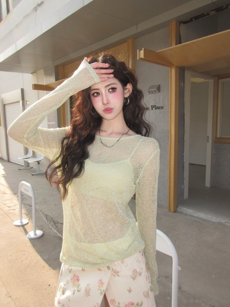 NA+ 活力美妞夏季防曬歐根紗罩衫2件組 灰/綠/黑