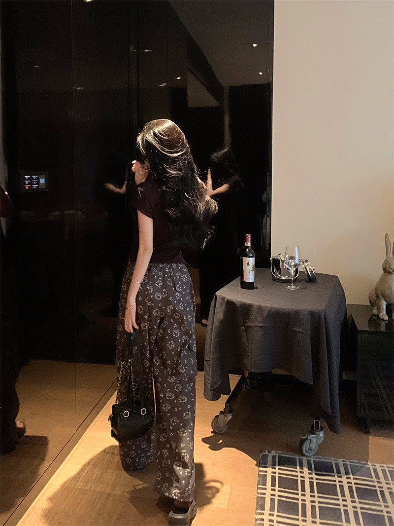 NA+ 酒店舒適穿寬鬆簡約tee/碎花休閒褲