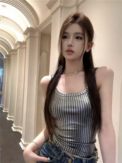 NA+ 派對女王U領銀色打底背心