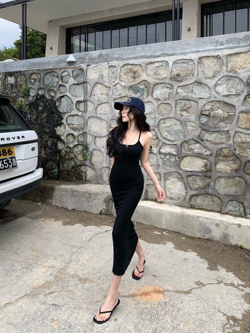 NA+ Skims版後背交錯緊身連身裙 黑/灰