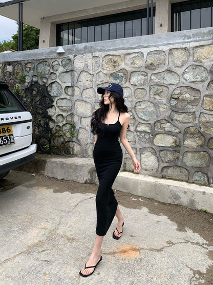 NA+ Skims版後背交錯緊身連身裙 黑/灰