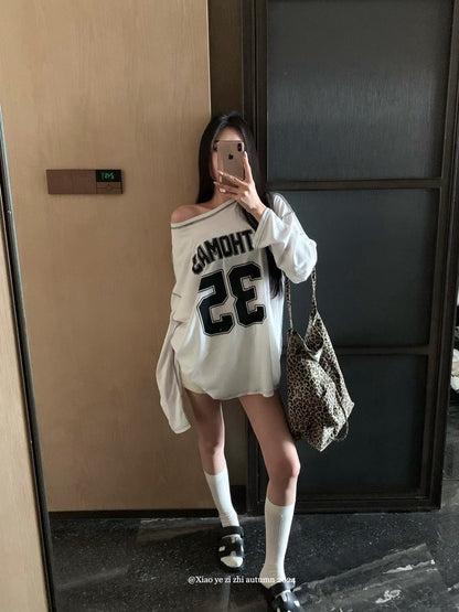 NA+ blokecore慵懶字母撞色球衣 白