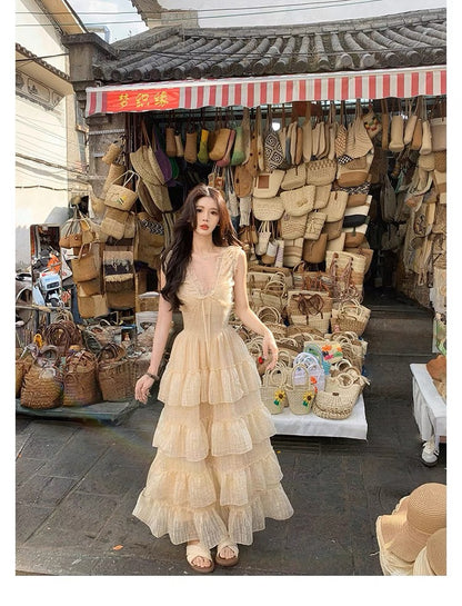 NA+ 度假女神佳麗裙襬收腰蛋糕連長裙