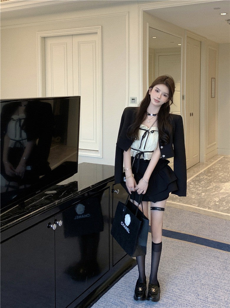 NA+ 甜心職風感短款西服 花苞半身裙