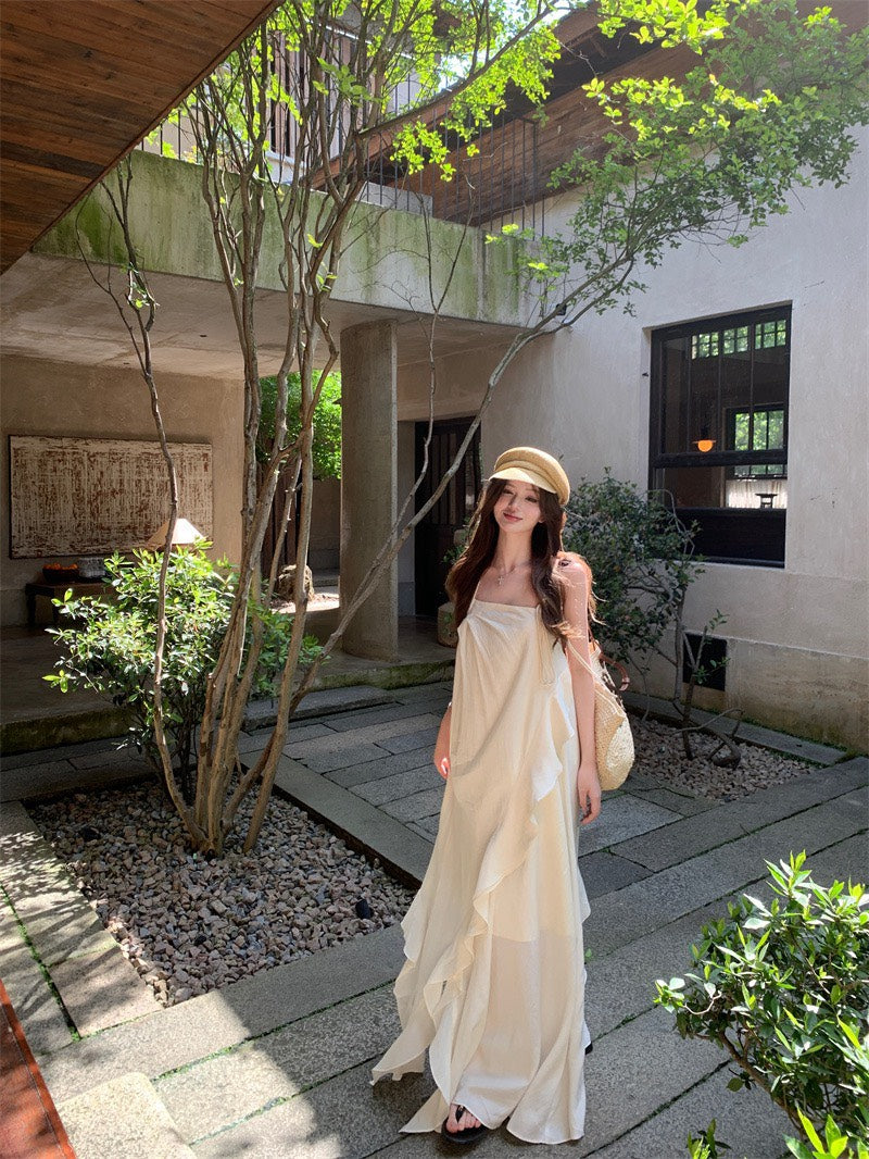 NA+ 夏鳴聲聲 高級法式渡假沙灘裙