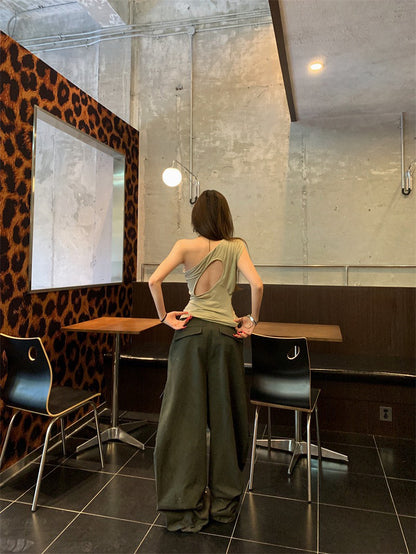 NA+ 克魯千金 RO風蘯領兩穿肩上衣 豆綠/黑