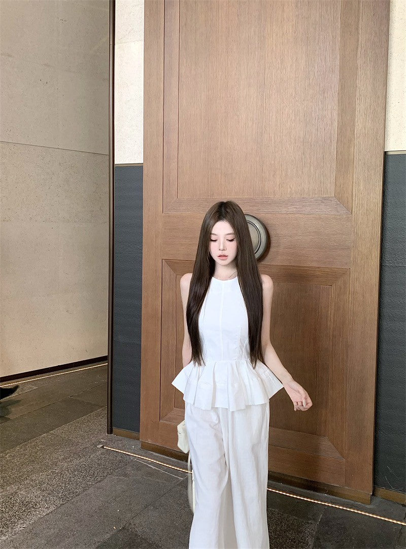 Na+ 夢幻仙女挺褂荷葉衣擺背心 顯瘦休閒褲