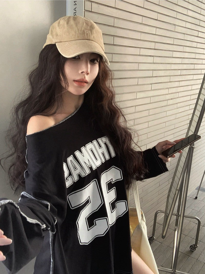 NA+ blokecore慵懶字母撞色球衣 黑