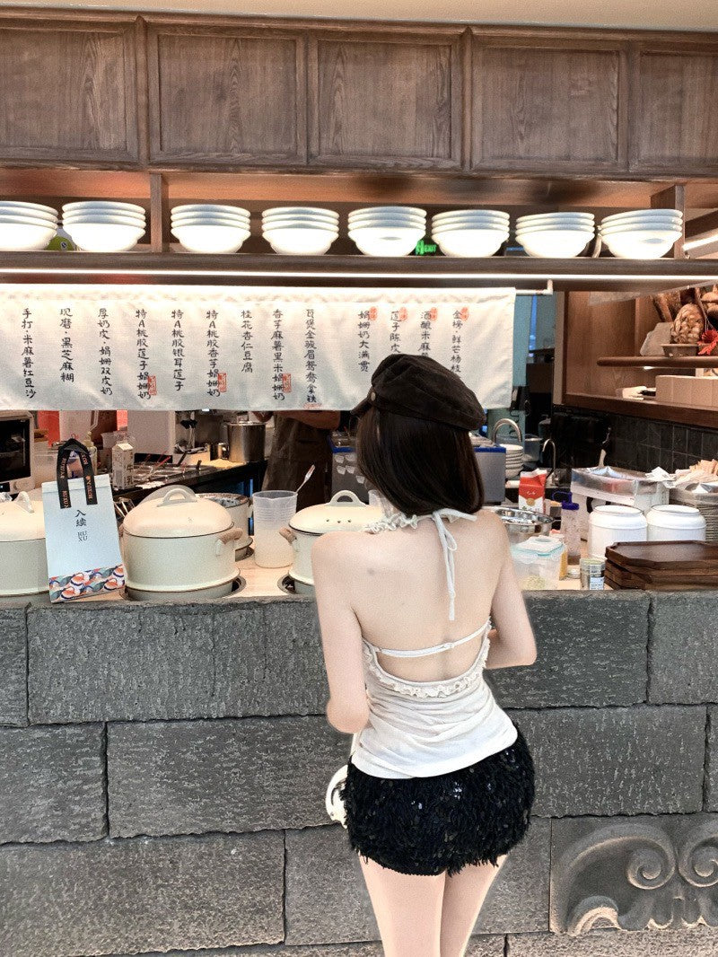 NA+ 破蠶系列木耳邊掛脖露背背心