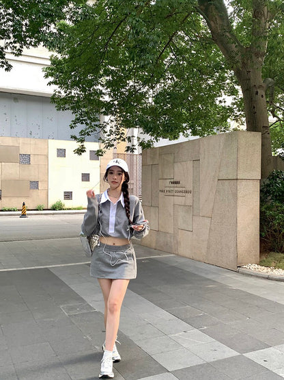 NA+ Old-money鬆弛寬鬆翻領長袖抽繩外套/短裙/長款3款設計