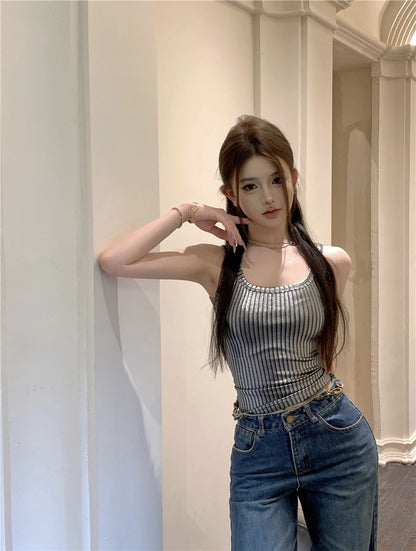 NA+ 派對女王U領銀色打底背心