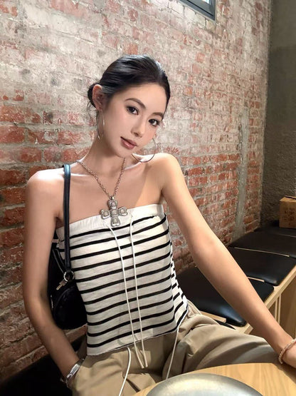 NA+ 百搭簡約chic條紋抹胸