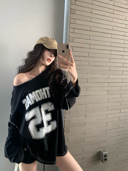 NA+ blokecore慵懶字母撞色球衣 黑