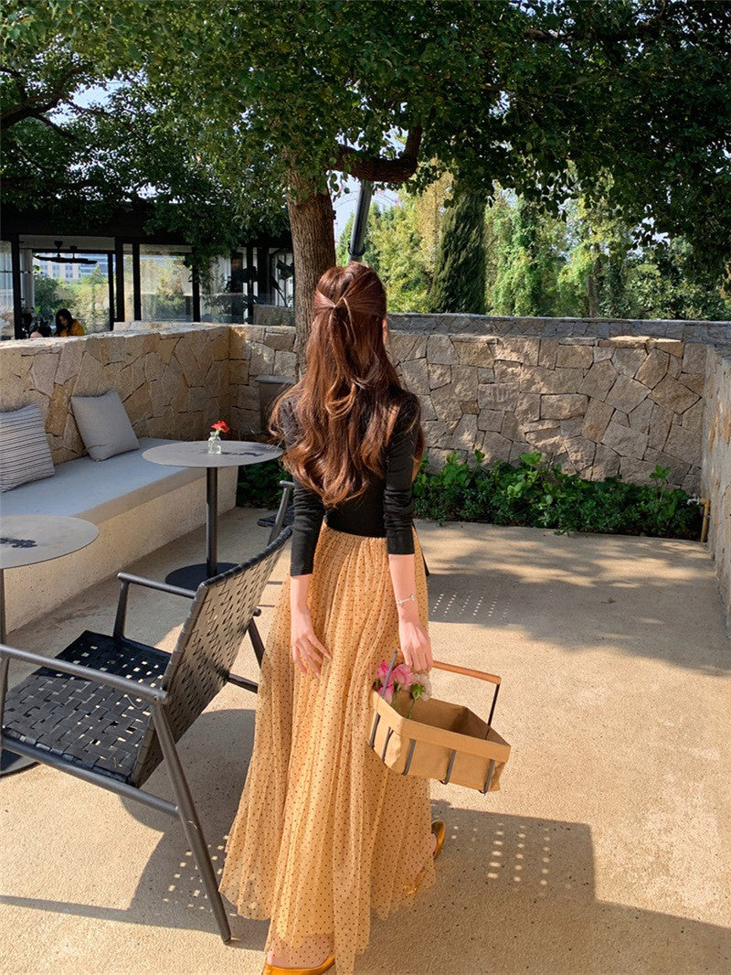 NA+ 許妍千金 蝴蝶綁帶復古撞色連身裙