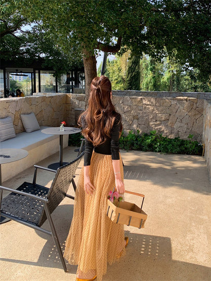 NA+ 許妍千金 蝴蝶綁帶復古撞色連身裙