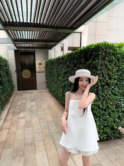 NA+ Cleanfit千金 抹胸長款吊帶 同色系短褲 白