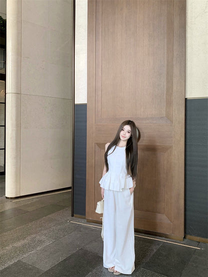 Na+ 夢幻仙女挺褂荷葉衣擺背心 顯瘦休閒褲