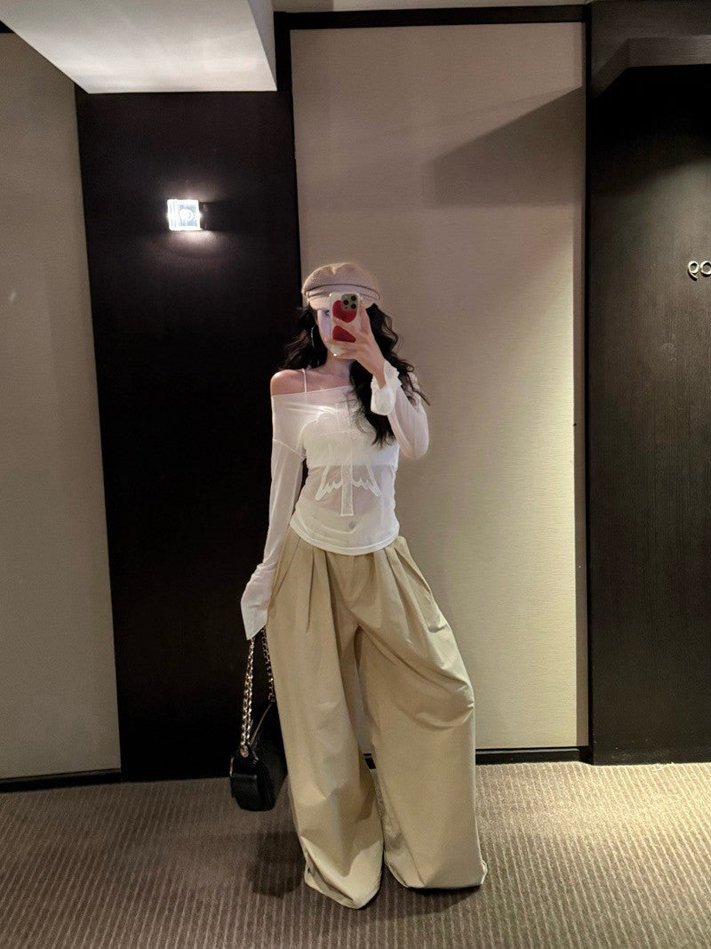 NA+ 最愛疊穿透紗棉刺繡花上衣 白