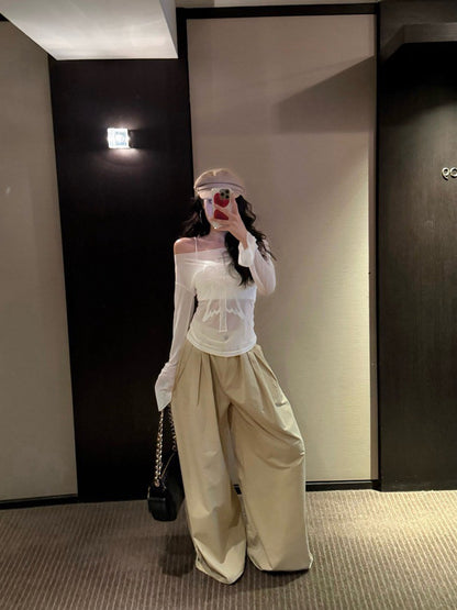 NA+ 最愛疊穿透紗棉刺繡花上衣 白