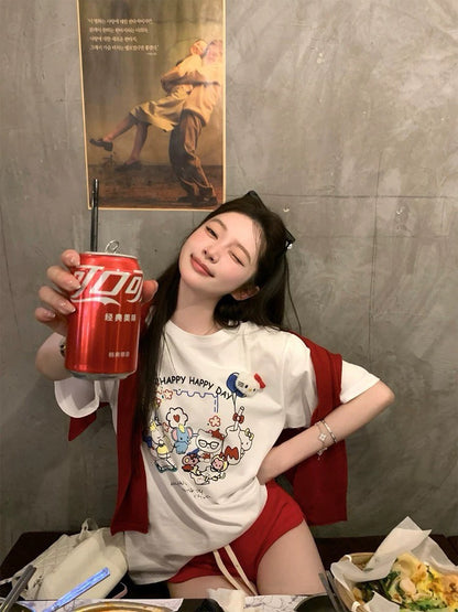 NA+ GD的Kitty圓領休閒貓貓印花T恤 白