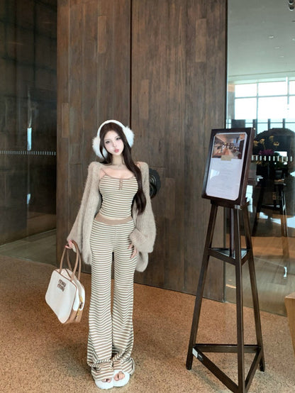 NA+ 初秋居家暖呼系列 奶茶條紋顯瘦三版選品