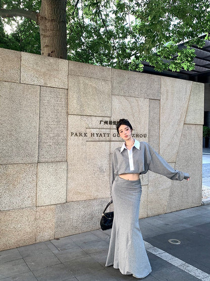 NA+ Old-money鬆弛寬鬆翻領長袖抽繩外套/短裙/長款3款設計