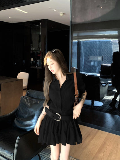 NA+ ROW率性通勤工裝襯衫裙 黑